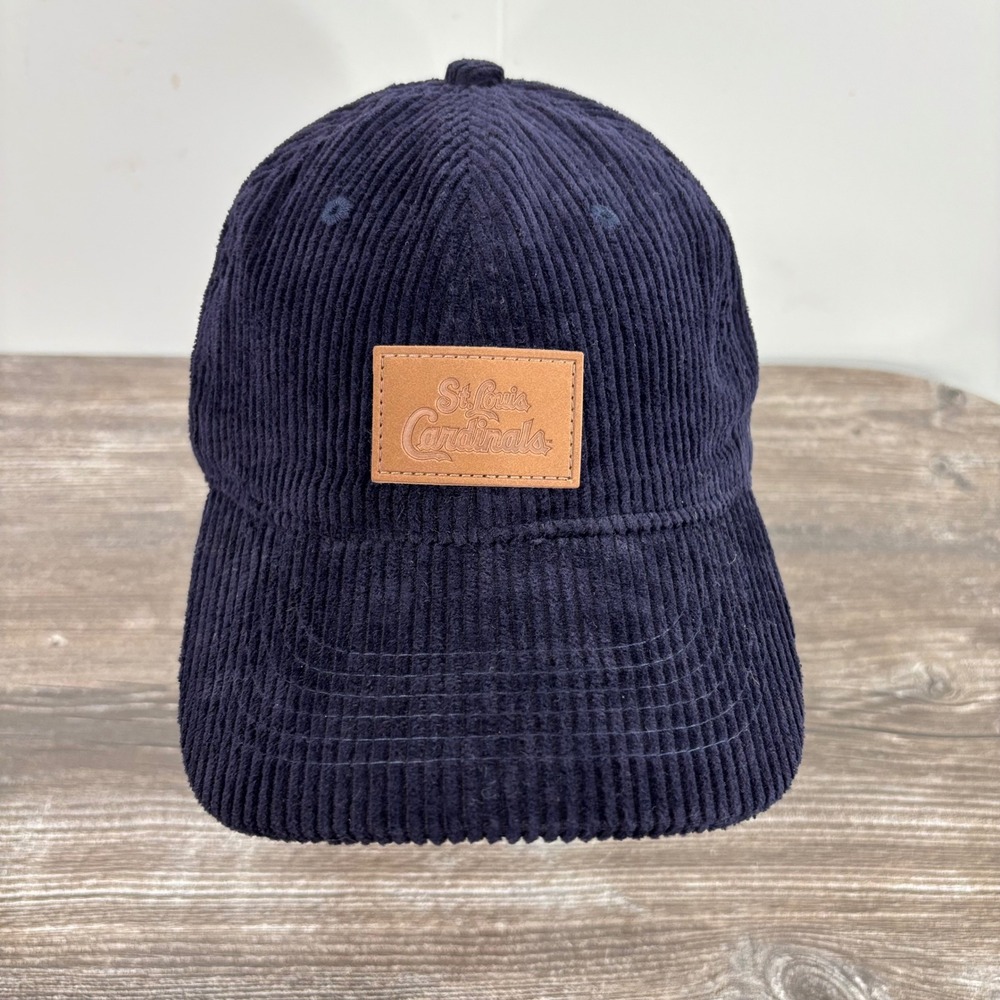 St. Louis Cardinals Hat Navy Blue Excellent Corduroy Leather Strap SGA Giveaway